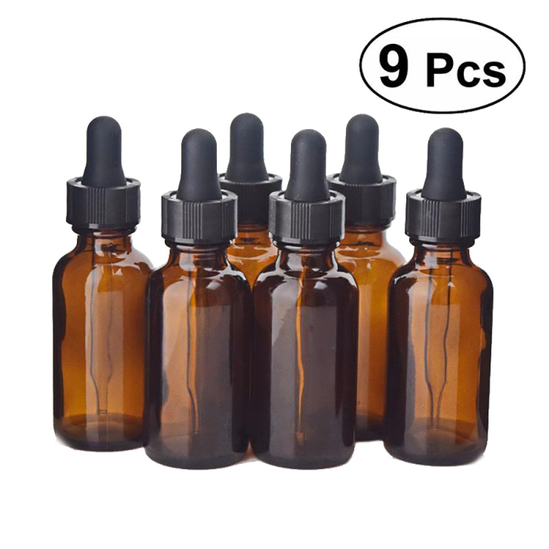 9pcs 30ML Refillable Empty Carrier Amber Brown Empty Glass Bottles with New dfg