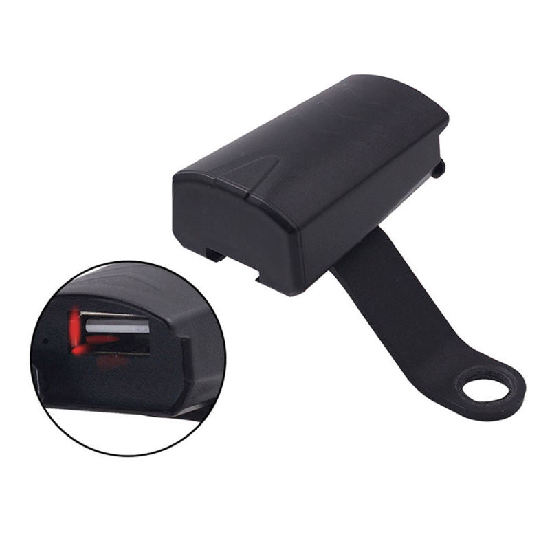 2PCS Motorcycle Rearview Mirror Waterproof Mobile Phone Charger USB Indica ALX