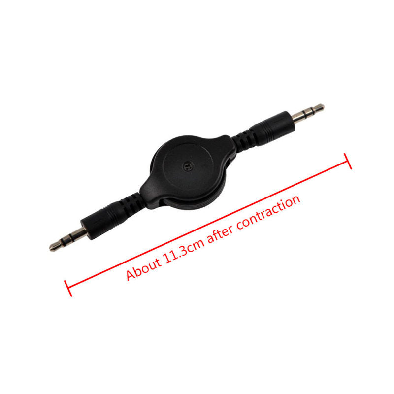 2PCS Black Telescopic 3.5mm AUX Car Audio Cable Right Angle 3.5MM Male To  FLB