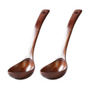 2pcs Wooden Spoon Scoop Cooking Soup Measuring Spoons Table Serve Scoop IZP