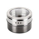 6 Pieces Magnetic Stainless Steel Spice Pot Herb Jar Storage Holder Cook FNH