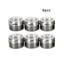 6 Pieces Magnetic Stainless Steel Spice Pot Herb Jar Storage Holder Cook FNH