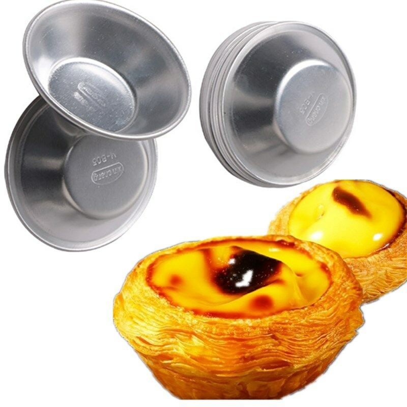 10Pcs Aluminium Alloy Egg Tart Cupcake Cookie Mold Lined Mould Baking Tools asf