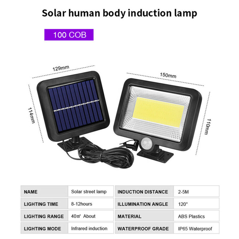 100 LED Outdoor Solar Power Motion Sensor Garden Floodlight PIR Security Light