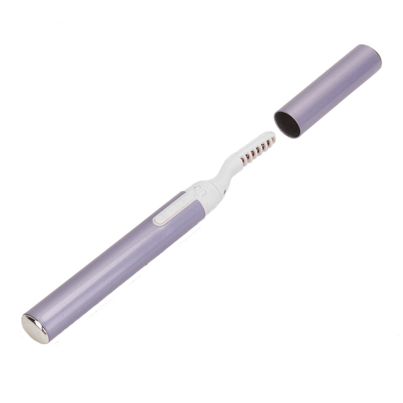 New Purple Electric Heated Portable Eyelash Curler Make Up Tools Pen EJF