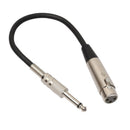 3-Pin XLR Female to 1/4 6.35mm Mono Jack Male-Plug TRS Audio Cable Mic Adapter