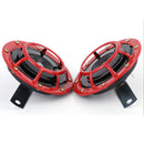 Pair Red 12V Loud Tone Snail Air Horns Set For Universal Car Boat Moto OYH