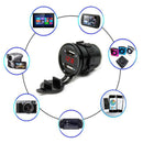 4.2A Dual USB Charger Socket with Voltmeter & Wire Waterproof for Car Motorcycle