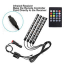 4PCS 9 LED Car Interior Atmosphere Neon Lights Strip Music Control + IR Remote