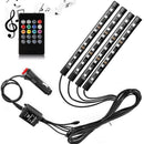 4PCS 9 LED Car Interior Atmosphere Neon Lights Strip Music Control + IR Remote