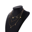 Lady Long Layered 3 Leaf Feather Circle Boho Necklace Chain jewelry Pendant VUD