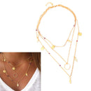 Lady Long Layered 3 Leaf Feather Circle Boho Necklace Chain jewelry Pendant VUD