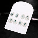 4pair Fashion Elegant Women Blue Crystal Rhinestone Ear Stud Earring Jewel YUI