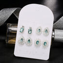 4pair Fashion Elegant Women Blue Crystal Rhinestone Ear Stud Earring Jewel YUI