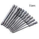 11pcs 75mm Long Magnetic Torx Screwdriver Head 1/4 Inch Hex Screwdriver new GHN