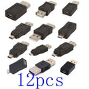 12Pcs/Set USB 2.0 A Male To Female Micro-B Mini-B Changer Converter Adapter