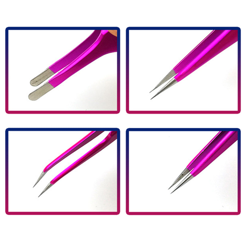 4x Electroplated Colorful Tweezers Precision Anti-static Stainless Ste OBT