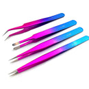 4x Electroplated Colorful Tweezers Precision Anti-static Stainless Ste OBT