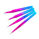 4x Electroplated Colorful Tweezers Precision Anti-static Stainless Ste OBT