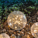 Solar Power Light Outdoor Cracked Glass Ball Patio Garden LED Lamp Underground