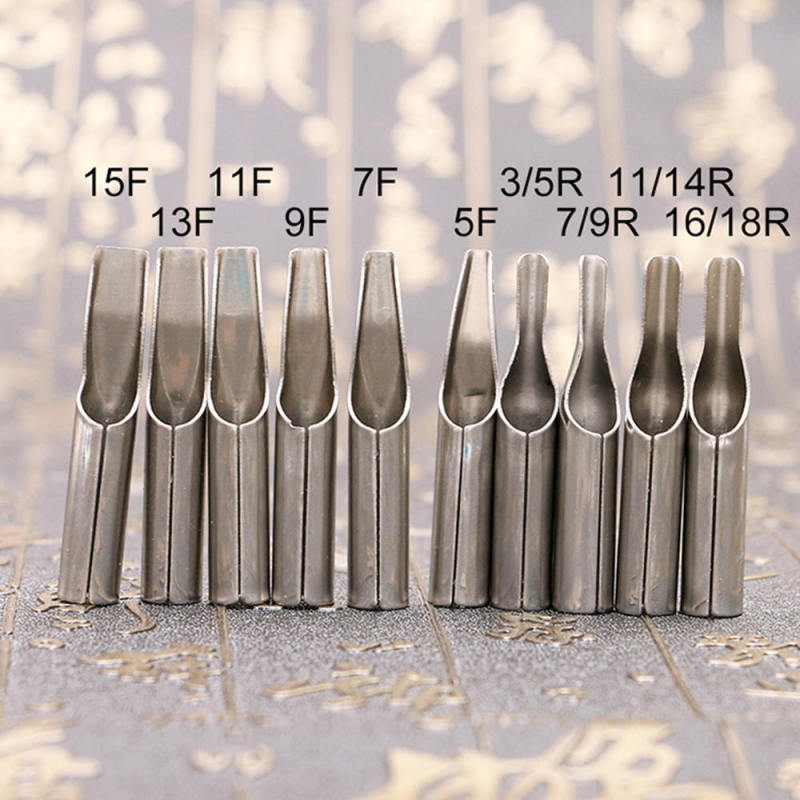 10x Stainless Steel Tattoo Tips Machine Supplies Tattoo Nozzle For Needles Set