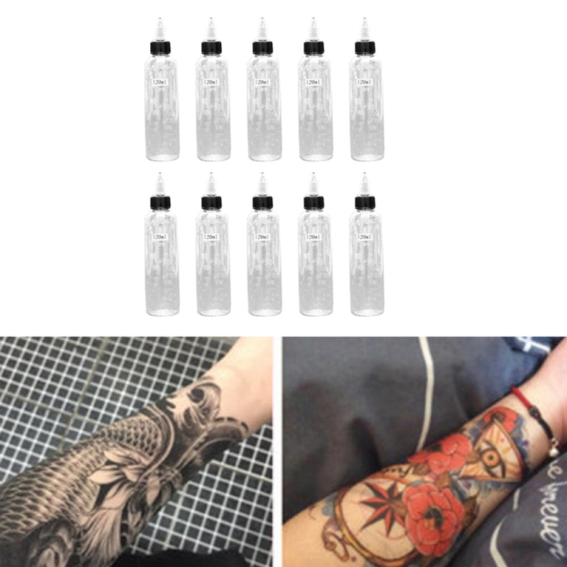 10PCS 120ml Twist Cap Empty Plastic Tattoo Ink Pigment Bottle Tattoo Supply Nss