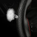 Leather Car Auto Steering Wheel Cover Embossing Universal Black 38cm D UZR