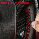 Leather Car Auto Steering Wheel Cover Embossing Universal Black 38cm DIY FBW