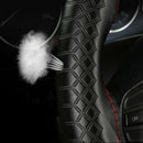 Car Steering Wheel Cover Leather DIY Black & Red Thread 38cm Universal YKQ SLO