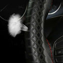 Car Steering Wheel Cover Leather DIY Black & Red Thread 38cm Universal YKQ