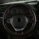 Car Steering Wheel Cover Leather DIY Black & Red Thread 38cm Universal YKQ