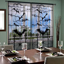 Black Lace Door Window Curtain Panel Drape Halloween Black Bats Cloth Cover KQO