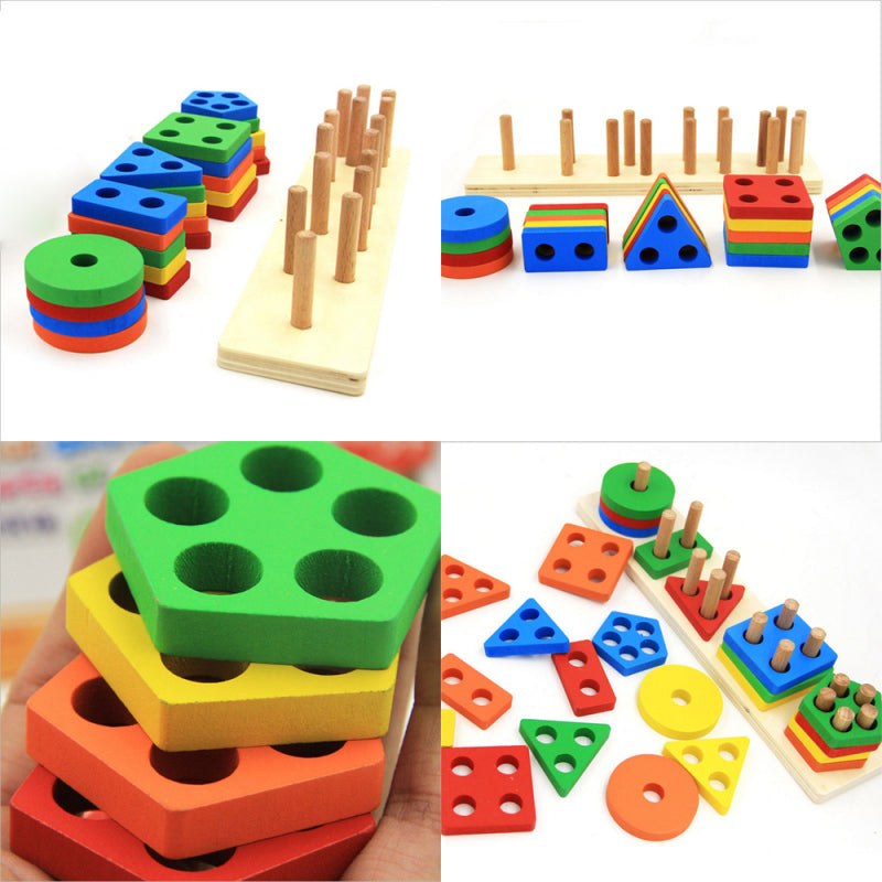 Wooden Puzzle Geometric Sorting Board Building Blocks  Educational Toys Ba QDR