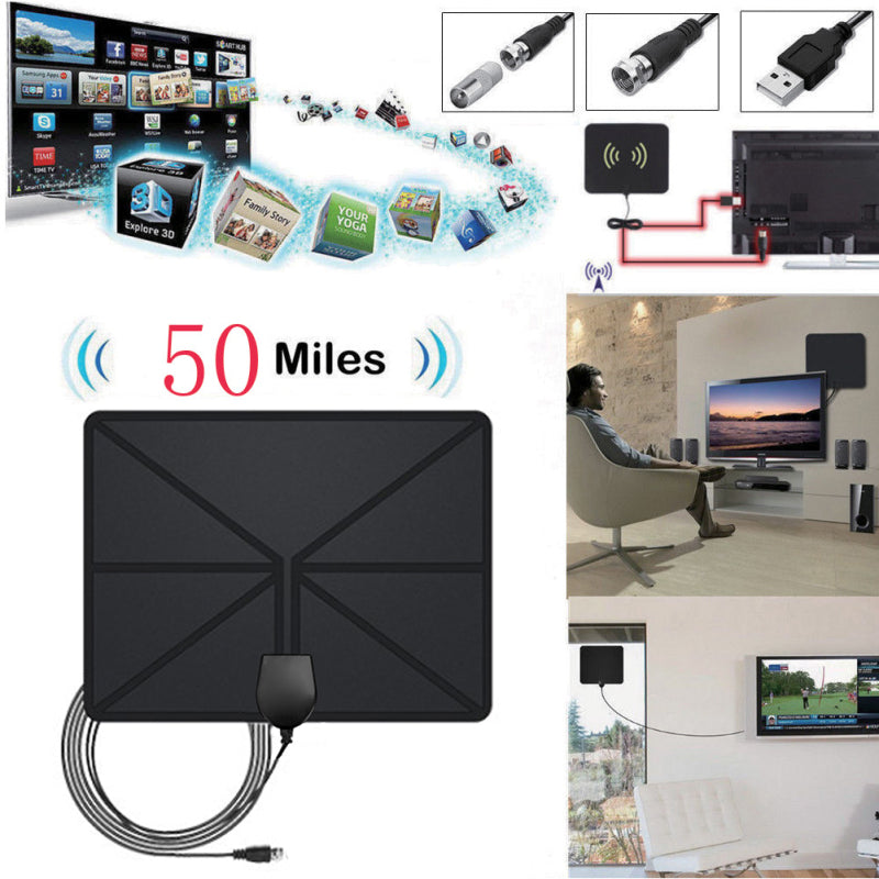 High Definition Digital TV Amplified Antenna HD TV 25dB VHF/UHF50 MILE new