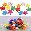 100pcs Mixed Color Flower WOODEN BUTTONS Two Holes Sewing Craft Accessories