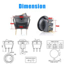 20pcs Round Rocker Switch 12V with LED Light Dot Car Auto RV Boat Toggl USK