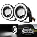 2pcs Car Angel Eye COB Halo Ring LED DRL Projector Len Fog Driving Light TAD