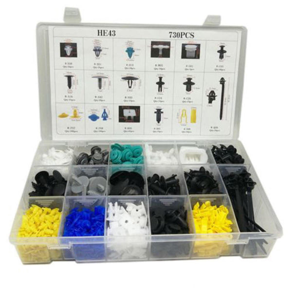 730Pc Cars Body Plastic Push Pin Rivet Fasteners Trim Moulding Clip Assor JXF
