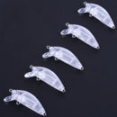 10pcs Unpainted Hard Bait Blank Crankbait Transparent Fishing Lure Bodies Tackle