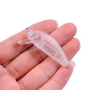 10pcs Unpainted Hard Bait Blank Crankbait Transparent Fishing Lure Bodies Tackle
