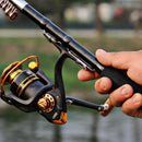 Mini Pocket Fish Pen Shape Aluminum Alloy Fishing Rod Pole Reel Portable