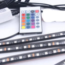 12V Car Interior RGB LED Strip Lights Foot Atmosphere Light Remote Control