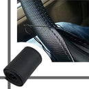 2x Black Universal PU Leather Car Steering Wheel Cover 37-38 cm +Needle Thread