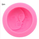 2pcs Sun Moon Face Silicone Cake Chocolate Mould Fondant Soap Mold Craft  LCY