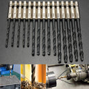 15pcs HSS Metric Drill Bit Set Titanium Coated Twist Drills Metal Wood OWQ