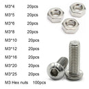 280Pcs M3 Stainless Steel Hex Screw Nuts Bolt Cap Hexagonal Nuts Kit S IBT