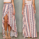 New BOHO Hippy Women Summer-Striped Floral Long Maxi Skirt Beach Dress Sundress