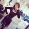 Ladys Fringed Hippie Boho Fringe Tassel Black Faux Leather PU Belt Skirts  PLS