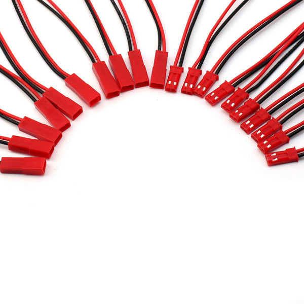 New 10 Pairs 2-Pin JST Plug Connector Cable Wire Male + Female 110mm