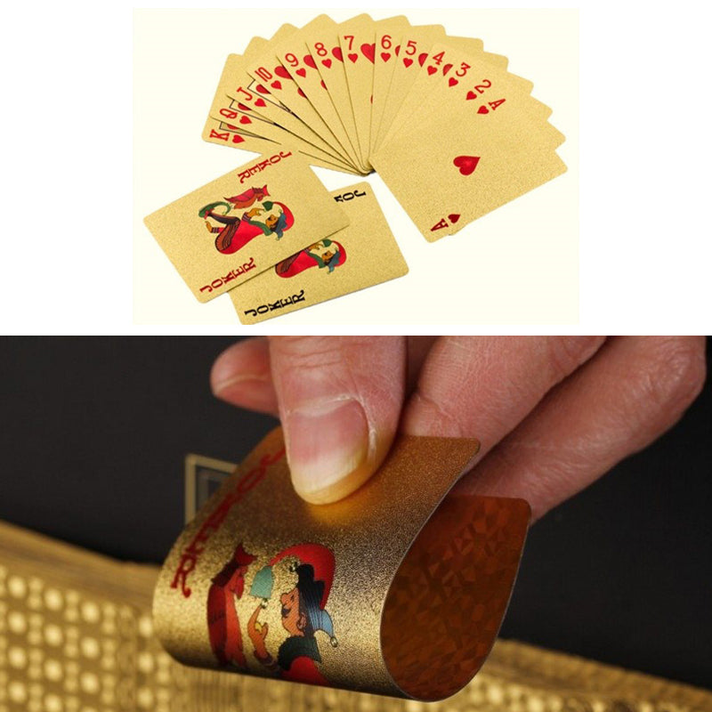 Creative Golden Plastic PET Poker Waterproof Magic Playing Cards Table Game 1Set
